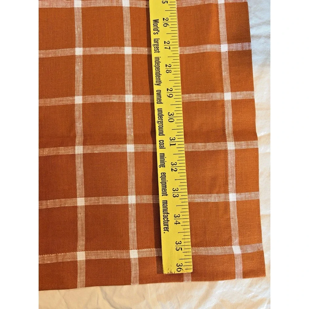 Solino Home 100% Linen Windowpane Table Runner in Cinnamon - 14x72 Inches - NIB